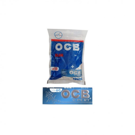 Ocb 120 filtri slim + 50 cartine corte finestra singola x-pert blue in busta