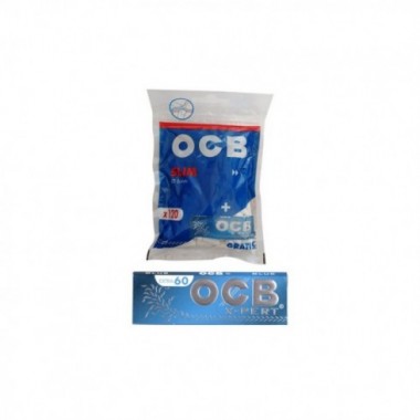 Ocb 120 filtri slim + 50 cartine corte finestra singola x-pert blue in busta