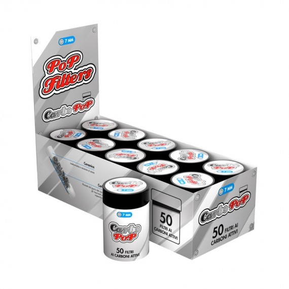 PoP Filters filtri in ceramica 7 mm regular ai carboni attivi in barattolo da 50 pezzi