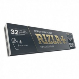 Rizla 32 cartine lunghe slim silver + 32 filtri in cartoncino