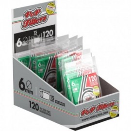 PoP Filters filtri 6 mm slim in busta da 120 pezzi + cartine corte bianche in libretto a finestra singola da 50 foglietti
