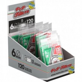 PoP Filters filtri 6 mm slim in busta da 120 pezzi + cartine corte blu in libretto a finestra singola da 50 foglietti