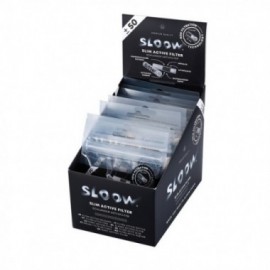 Sloow 50 filtri 6 mm al carbone attivo in busta, 10 sacchetti/espositore Filtro bianco + logo nero Diamet   40506402