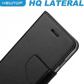 Newtop custodia in pelle nera clear view per samsung galaxy note 10