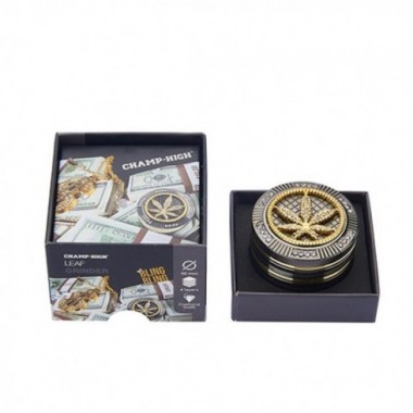 Champ grinder in metallo 50 mm 4 strati bling bling leaf