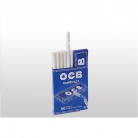 Ocb combipack - 50 cartine corte finestra singola blue + 50 filtri extra slim in cannuccia